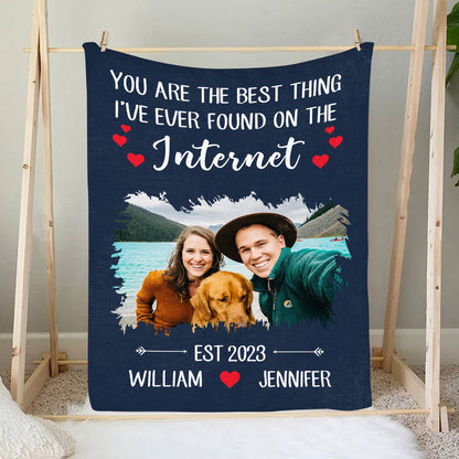 Petthouse | Customized Photo Valentines Day Sofa Couch Blanket For Lover, Warm Blanket As First Date