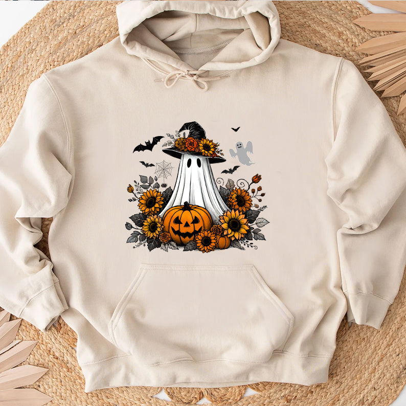 Petthouse | Cute Ghost Pumpkin Shirt, Floral Witch Ghost Pumpkin Shirt, Fall Autumn Halloween