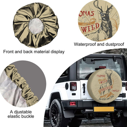 Petthouse | Customized Name Hunting Deer Spare Tire Cover Wild Forever Family Car Accessory Wheel Cover Family Members