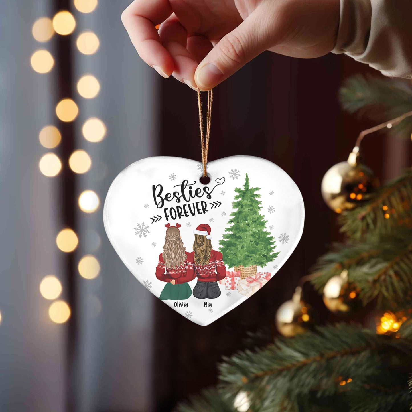 Petthouse | Custom Besties Forever Ornament, Best Friend Ornament, Best Friend Gifts, Besties Keepsakes