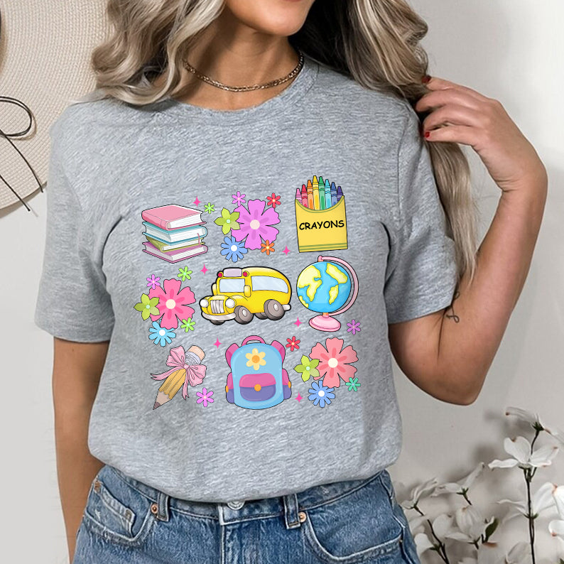 Petthouse | Coquette Teacher Back To School Shirt, School Bus Books Shirt, First Day Of School Shirt