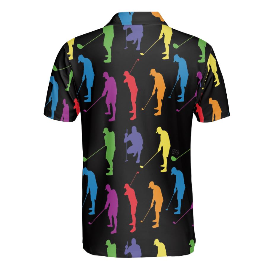 Petthouse | Colorful Golf Player Pattern Polo Shirt, Golfaholic Dad Christmas Day Gift Idea