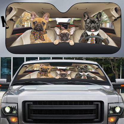 Petthouse | French Bulldog Windshield Sun Shade Autism Awareness Sun Shade Car Windshield Car Decorations