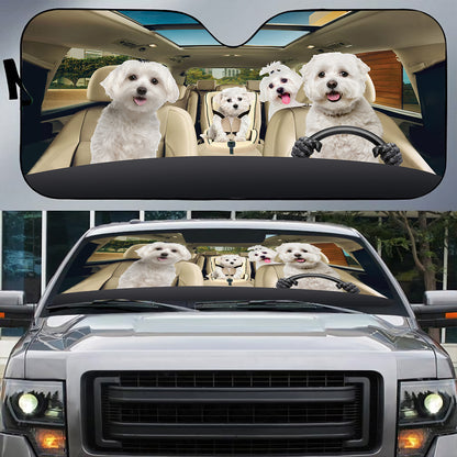 Petthouse | Cute Maltese Dog Sunshade Driving Car Auto Sunshade For Windshield Dog Mom Dog Dad Gifts