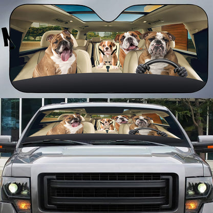 Petthouse | English Bulldog Car Sun Shade Bulldog Lover Auto Sunshade For Windshield Car Sun Visors