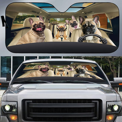 Petthouse | French Bulldog Sunshade Dog Frienchie Dog Mom Dog Dad Car Accessories Auto Sunshade Windshield