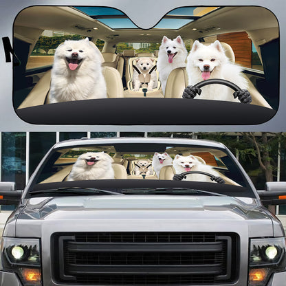 Petthouse | American Eskimo Dog Car Sunshades Car Sun Visors For Windshield Dog Mom Dog Dad Car