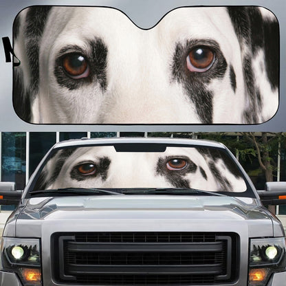 Petthouse | Dalmatian Eyes Printed Car Sun Shade Windshield Funny Dog Automotive Windshield Sunshades Decor