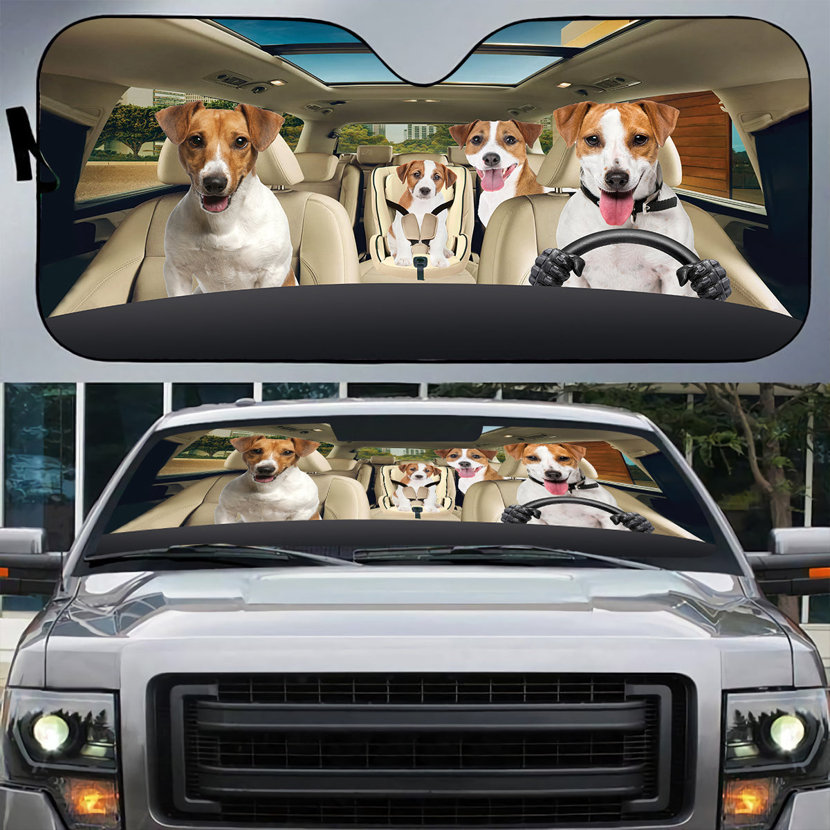 Petthouse | Jack Russell Terrier Car Sun Shade Dog Family Windshield Pet Lover Car Window Decor Car Decor