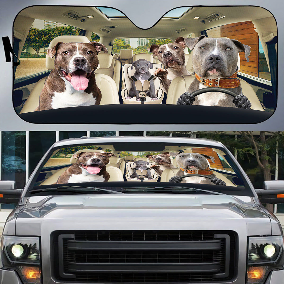 Petthouse | Pitbull Sunshade Dog Car Sun Visors For Windshield Dog Mom Dog Dad Gifts Car Accessories