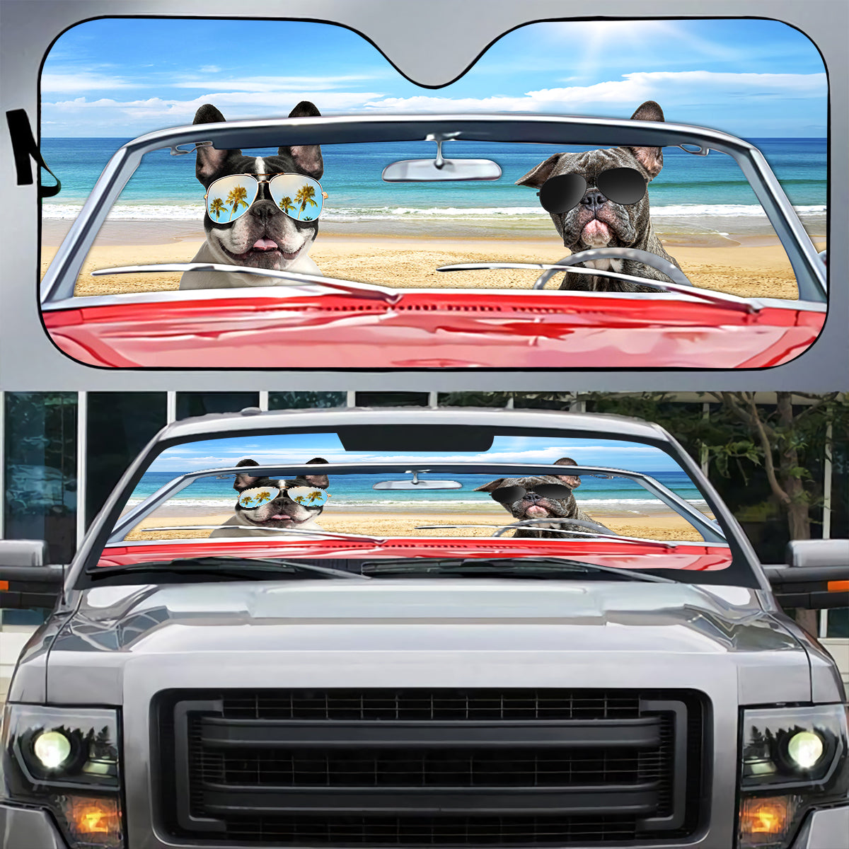 Petthouse | Dog Sunshade French Bulldog Summer Driving Windshield Sun Shade Truck Windshield Sun Shade