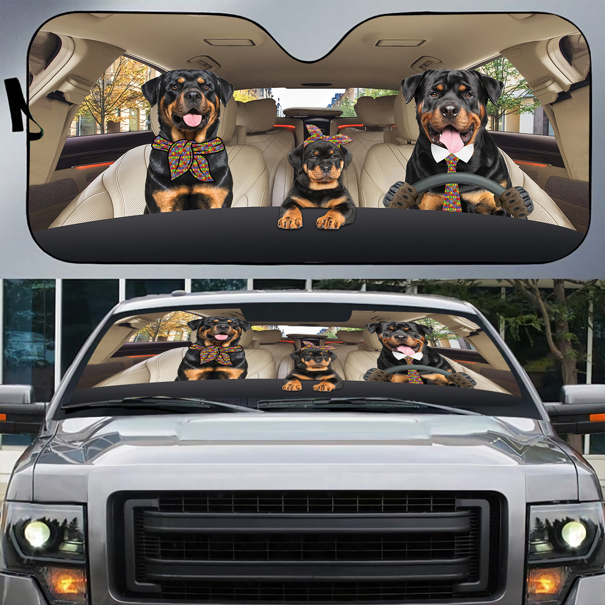 Petthouse | Rottweiler Autism Awareness Dog Sunshade Auto Sunshade For Windshield Dog Dad Dog Mom Gift