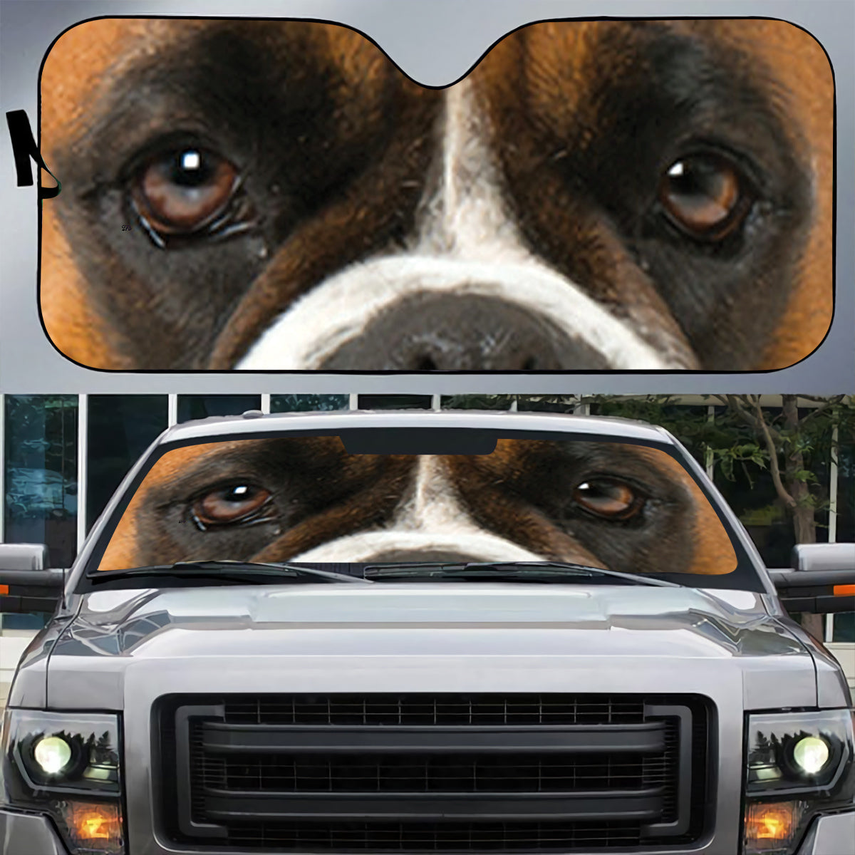 Petthouse | Close Up Of Boxer Face Windshield Sun Shade Dog Judging Meme Car Window Sun Blocker Dog Lover