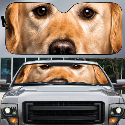 Petthouse | Golden Retriever Dog Face Printed Windshield Car Auto Sun Shade Golden Retriever Foldable