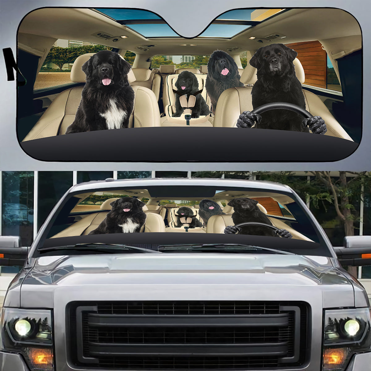 Petthouse | Newfoundland Dog Sunshade Auto Sunshade For Windshield Dog Addictions Car Accessories Gifts