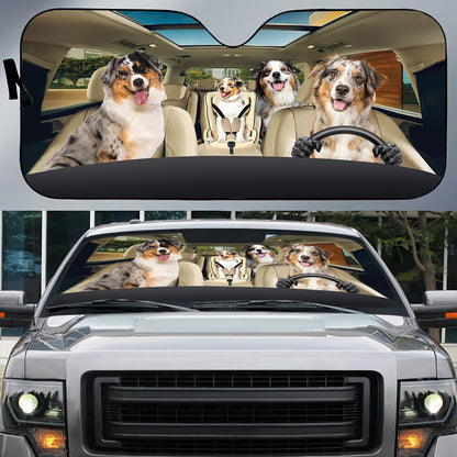 Petthouse | Blue Merle Australian Shepherd Sunshade Dog Car Sun Visors For Windshield Dog Mom Dog Dad Gift