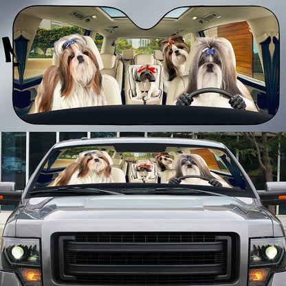 Petthouse | Long Coat Shih Tzu Sunshade Dog Car Accessories Car Sun Visors For Windshield Dog Lover Gift