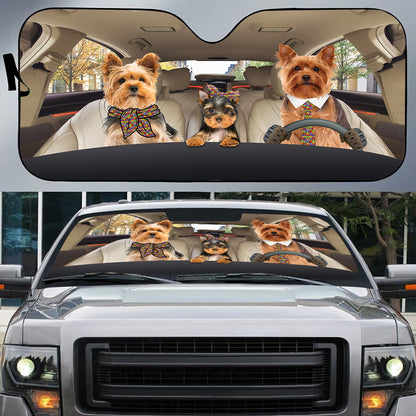 Petthouse | Puppies Yorkshire Terrier Autism Dog Auto Sunshade Yorkie Family Car Decor Anti Sunshine