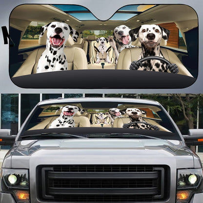 Petthouse | Dalmatian Dog Car Sun Shade Family Dog Car Windshield Pet Lover Car Window Cover Car Decor