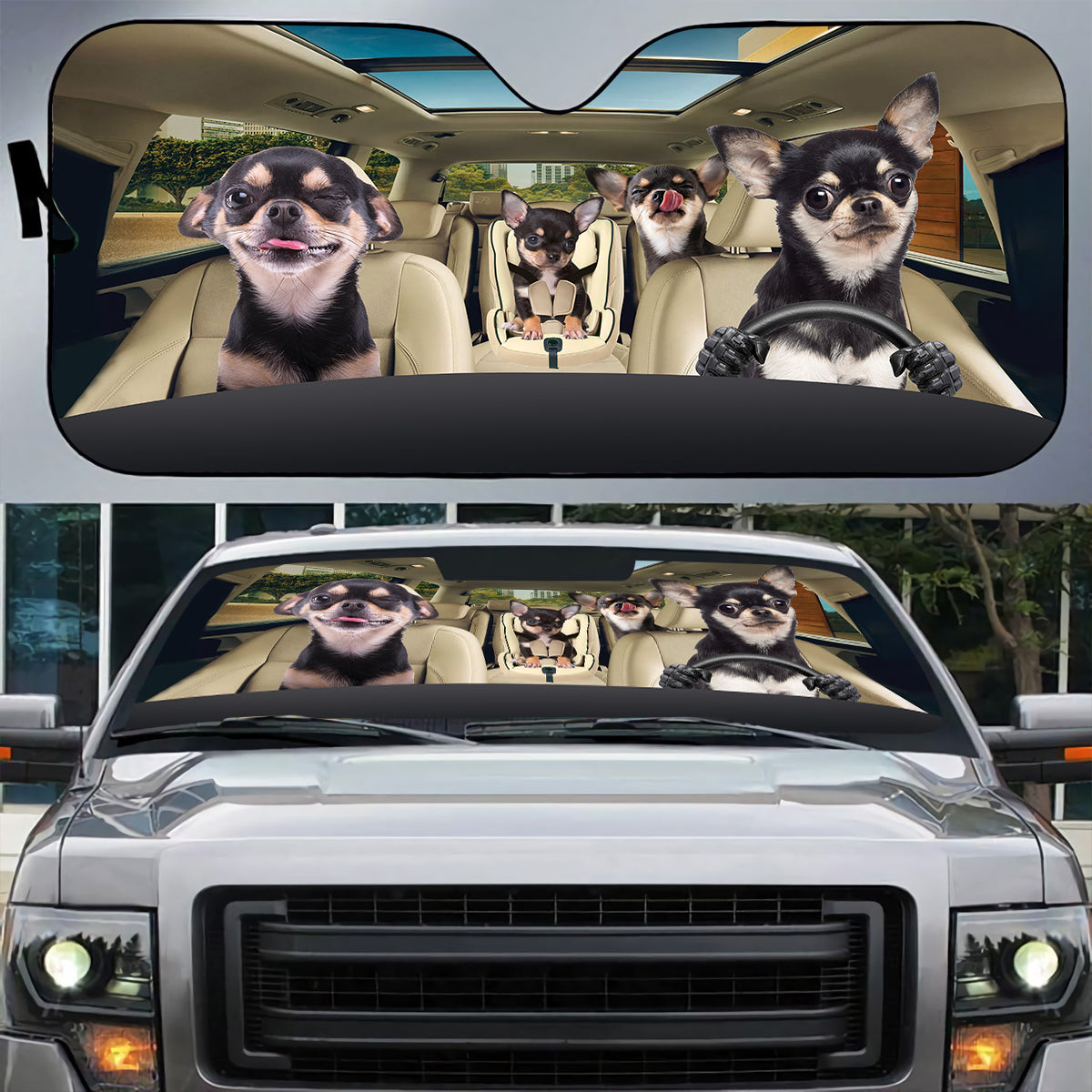 Petthouse | Chihuahua Car Sunshades Yorkie Sunshade Dog Car Accessories Auto Sunshade For Windshield