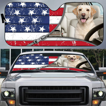 Petthouse | Labrador Retriever American Flag Windshield Sun Shade Dog Sunshade American Patriot Sun Shade