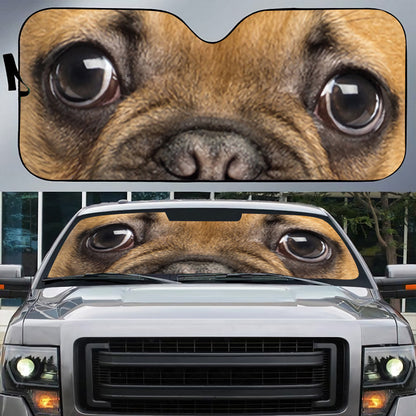 Petthouse | Fawn French Bulldog Eyes Printed Protector Suitcase Cover, Bulldog Windshield Car Sun Shade