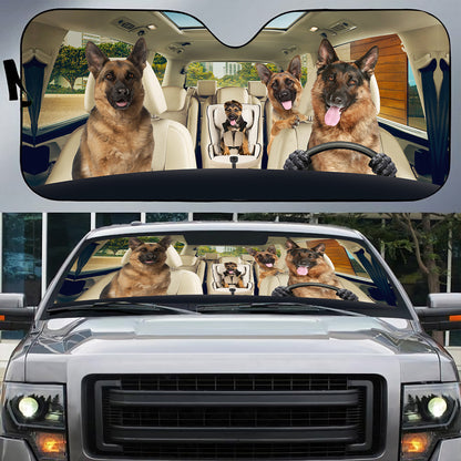 Petthouse | German Shepherd Family Sunshade Dog Car Accessories Car Sun Visors For Windshield Dog Lover Gift