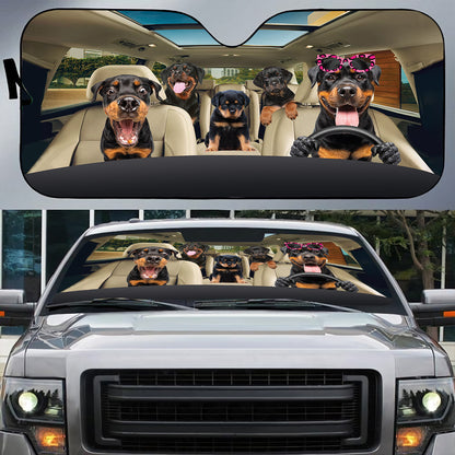 Petthouse | Family Rottweilder Dog Car Sun Shade Rottie Sunshade Dog Car Accessories Car Sun Visors