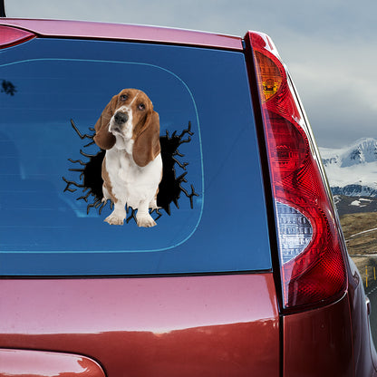 Petthouse | Basset Hound Big Hole Crack Print Decal Dog Vinyl Sticker Car Window Laptop For Dog Lovers