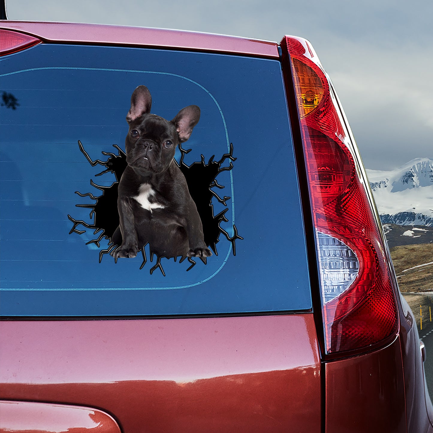 Petthouse | Black French Bulldog Puppy Stickers Dog Truck Sticker Decal Waterproof Car Window Crack Effect