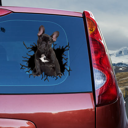 Petthouse | Black French Bulldog Puppy Stickers Dog Truck Sticker Decal Waterproof Car Window Crack Effect