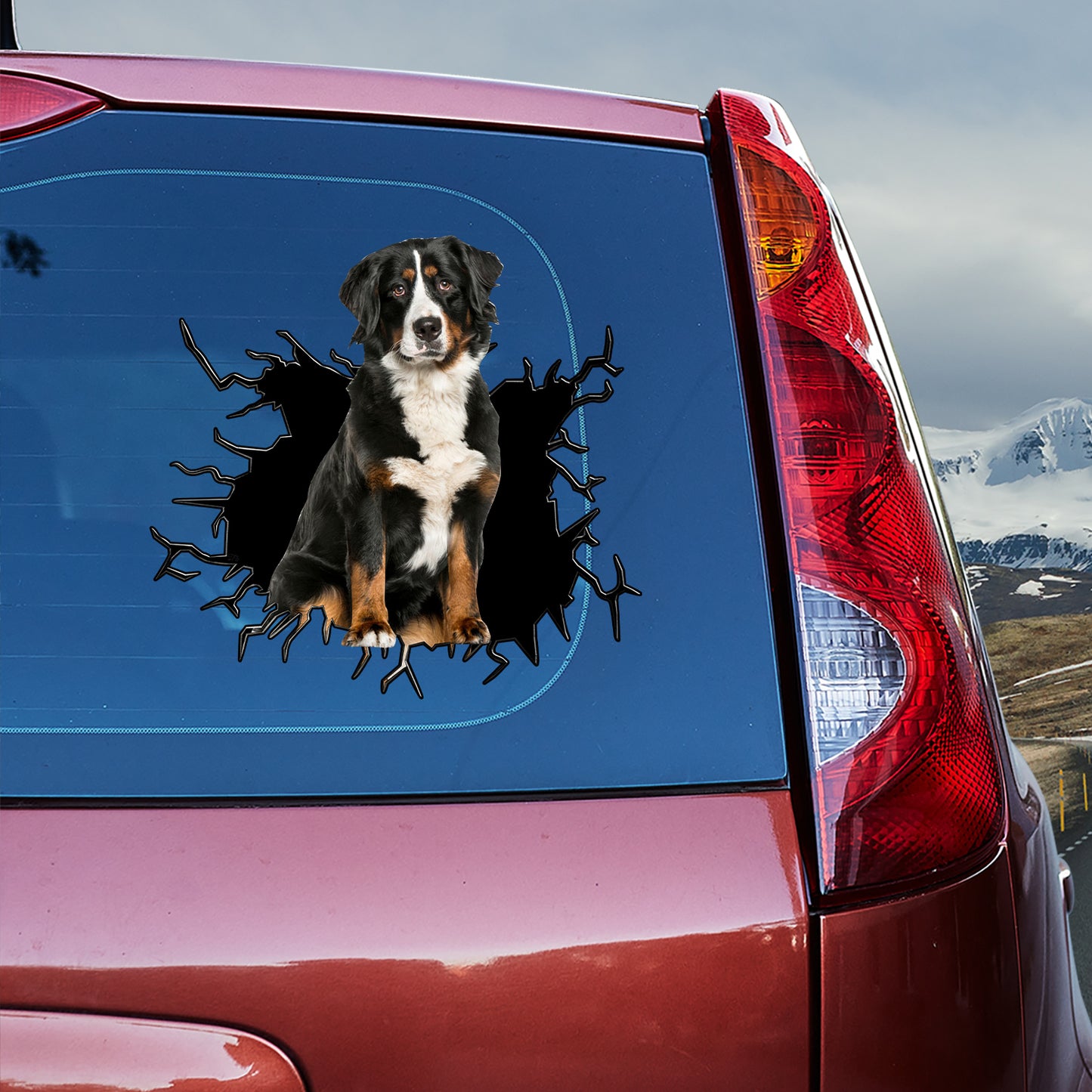 Petthouse | Bernese Mountain Crack Illusion Vinyl Sticker Dog Pet Paw Graphic Vinyl Decal For Dog Owners