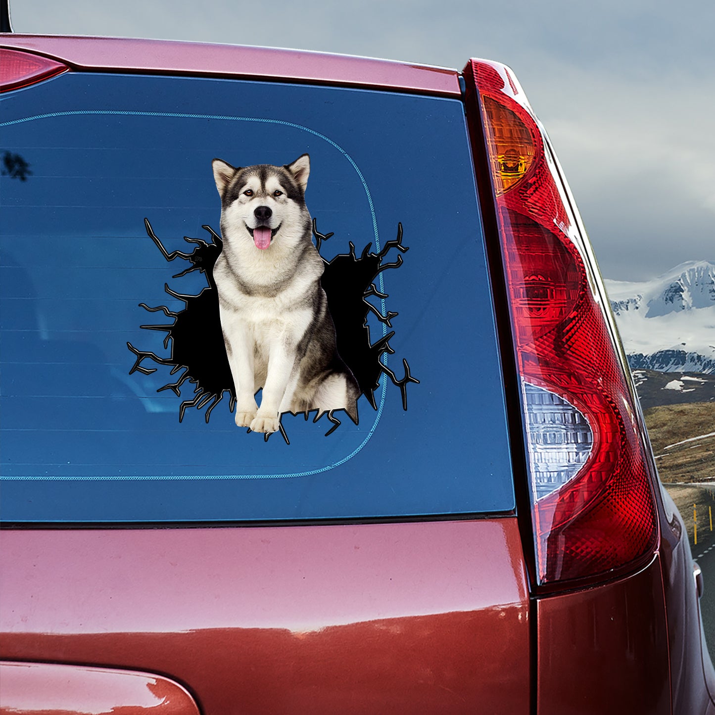 Petthouse | Alaskan Malamute Window Glass Broken Vinyl Decal Sticker Dog Car Truck Bumper Sticker Dog Mom