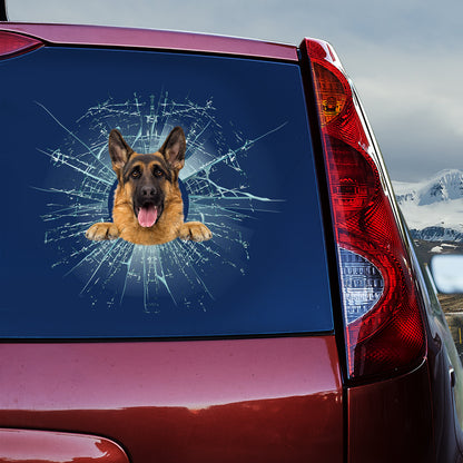 Petthouse | German Shepherd Broken Window Decal Dog Stickers Car Decal German Shepherd Dog Lover