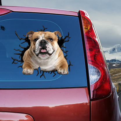 Petthouse | English Bulldog Punched Wall Car Window Sticker Dog Vinyl Sign Fun Car Decor For Dog Lovers