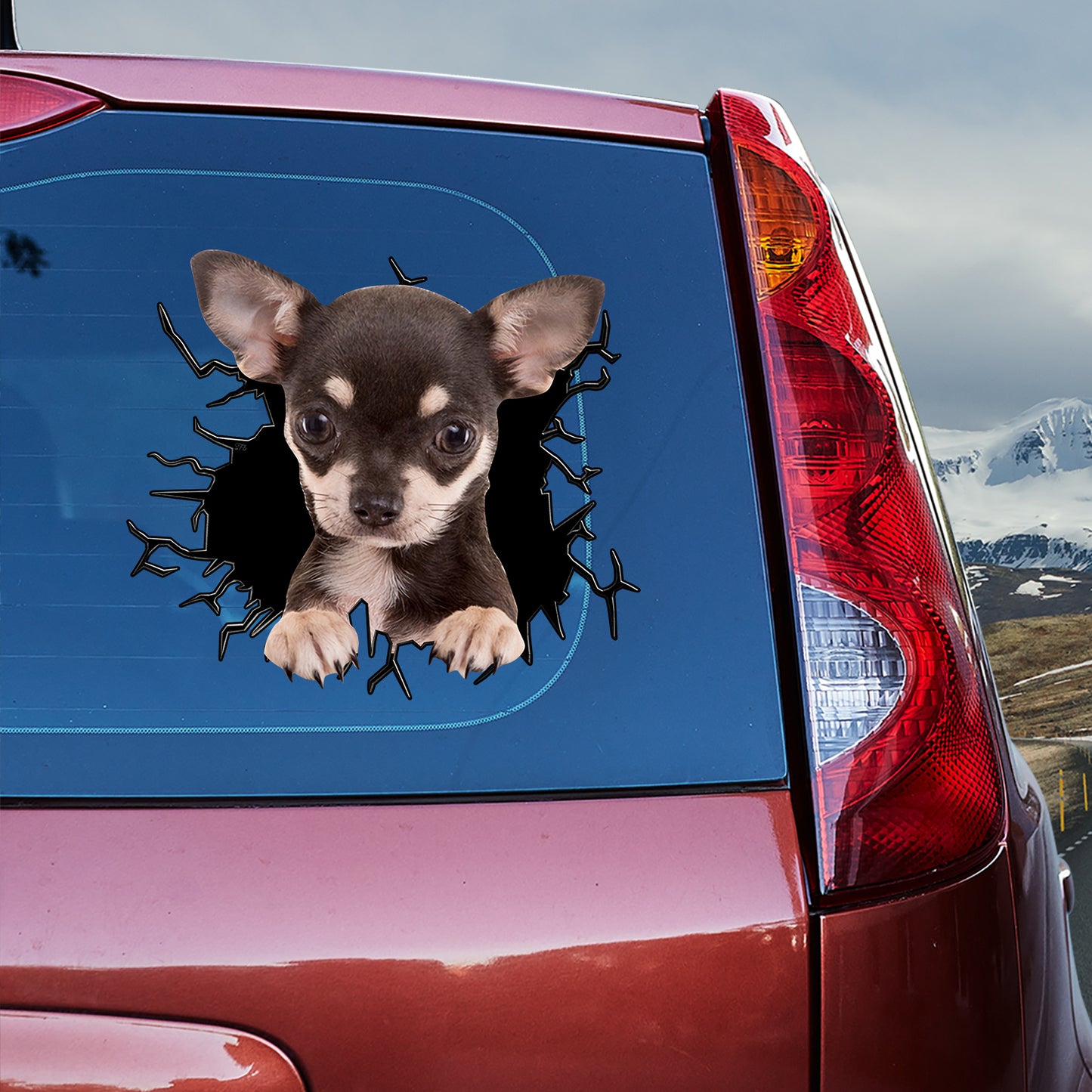 Petthouse | Chihuahua Puppy Weather-resistant Car Sticker Dog Punched Wall Printed Decal Fun Car Decor