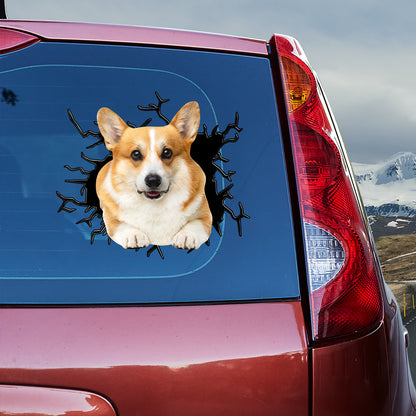 Petthouse | Pembroke Welsh Corgi Broken Glass Print Decal Dog Vinyl Car Window Sticker Dog Lover Gift Idea