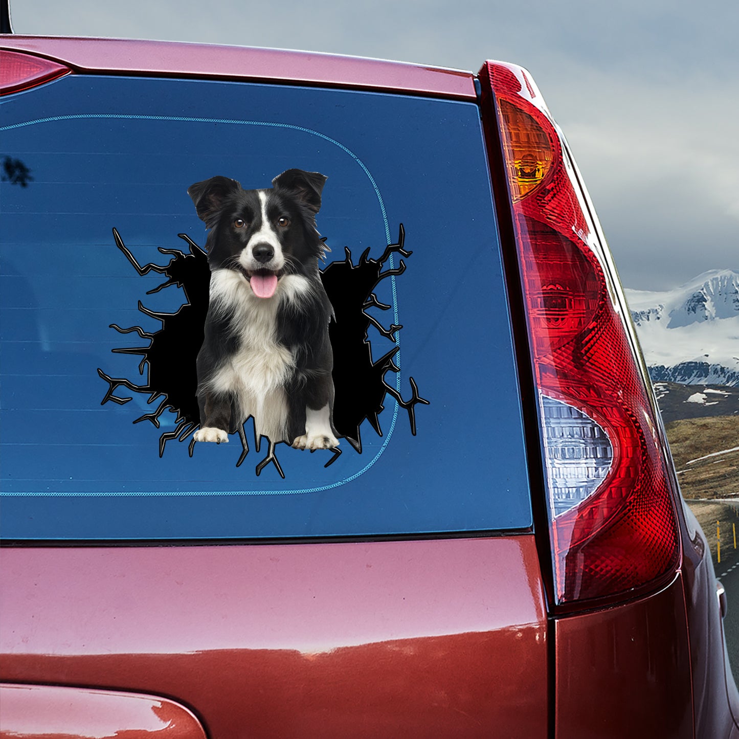 Petthouse | Border Collie Peeking Out Crack Decal Funny Window Car Sticker Dogs Animal Decor Car Truck