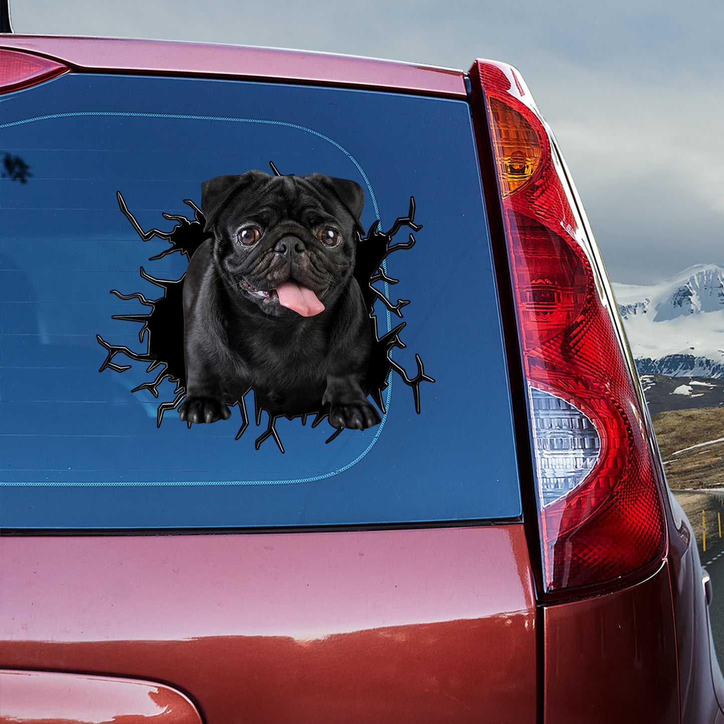 Petthouse | Black Pug Funny Design Long-lasting Vinyl Decal Pet Animal Car Window Sticker For Dog Lovers