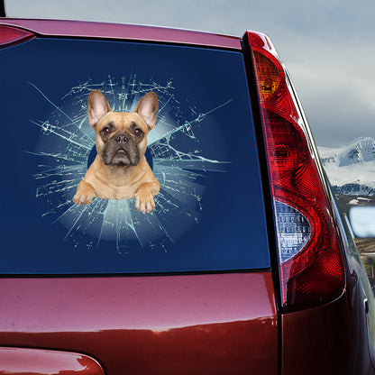 Petthouse | French Bulldog Photo Print Decal Dog Cracked Glass Car Sticker Fun Car Decor For Dog Mom Dad