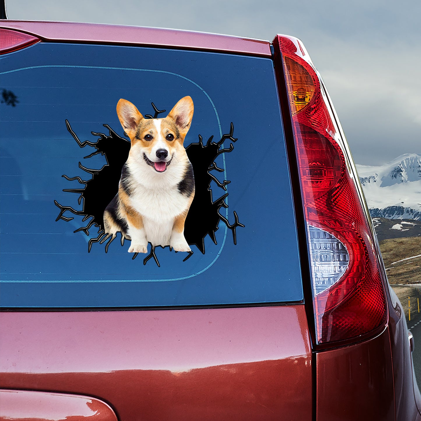 Petthouse | Corgi Glass Crack Funny Window Decal Dog Waterproof Sticker International Dog Day Car Accessory