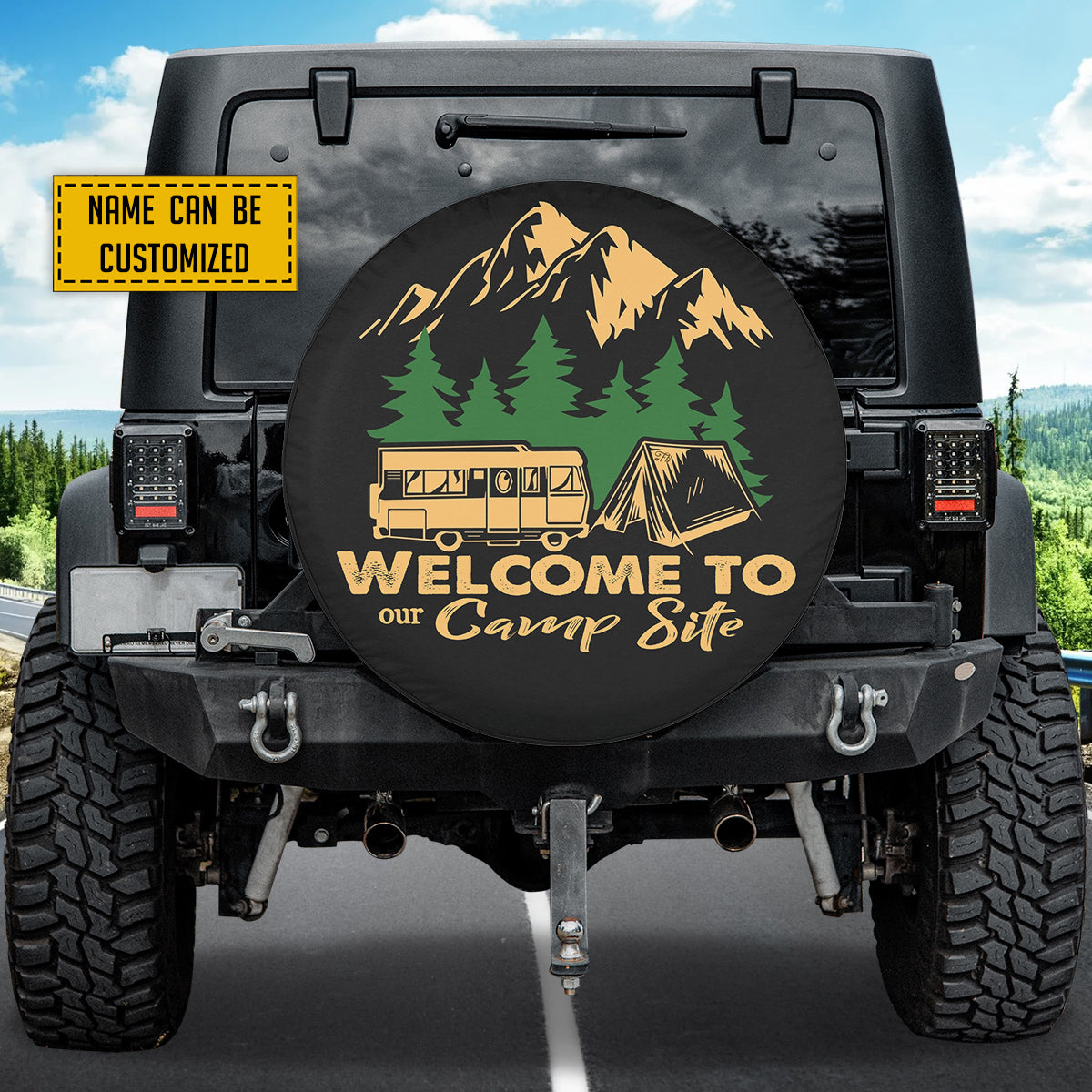 Petthouse | Customized Wheel Cover Welcome To Our Campsite Spare Tire Cover Mountain Car Accessory