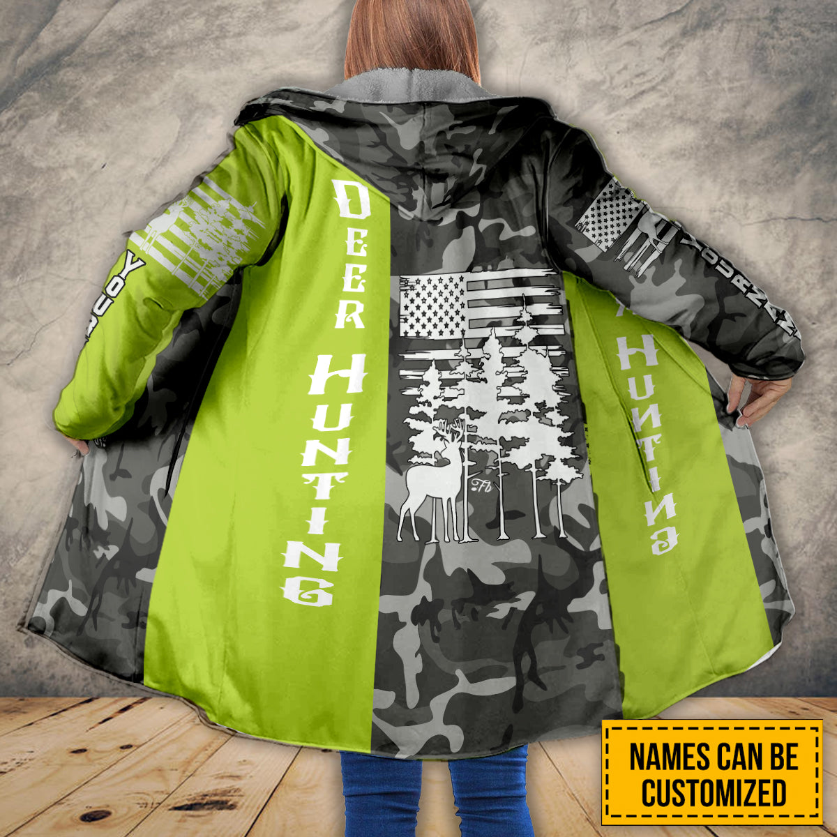 Petthouse | Customized Camo Pattern Hooded Cloak, Deer Hunting Hooded Cloak, Hunter Dad Gift, Deer Hunter Gift