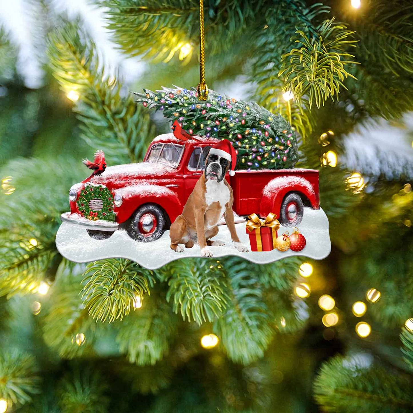 Petthouse | Boxer Dog Christmas Car Hanging, Boxer Pickup Truck Ornament, Boxer Owner Gift, Boxer Lovers