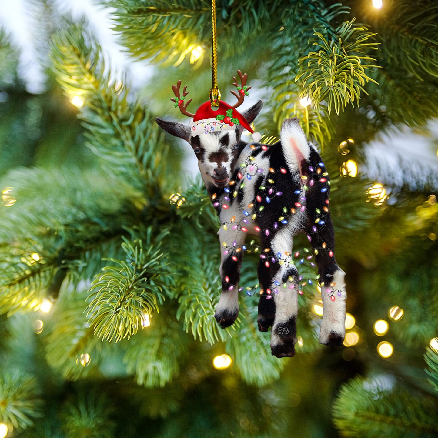 Petthouse | Baby Goat Ornament Goat Santa Christmas Light Car Ornament Christmas Ornament Xmas Gift