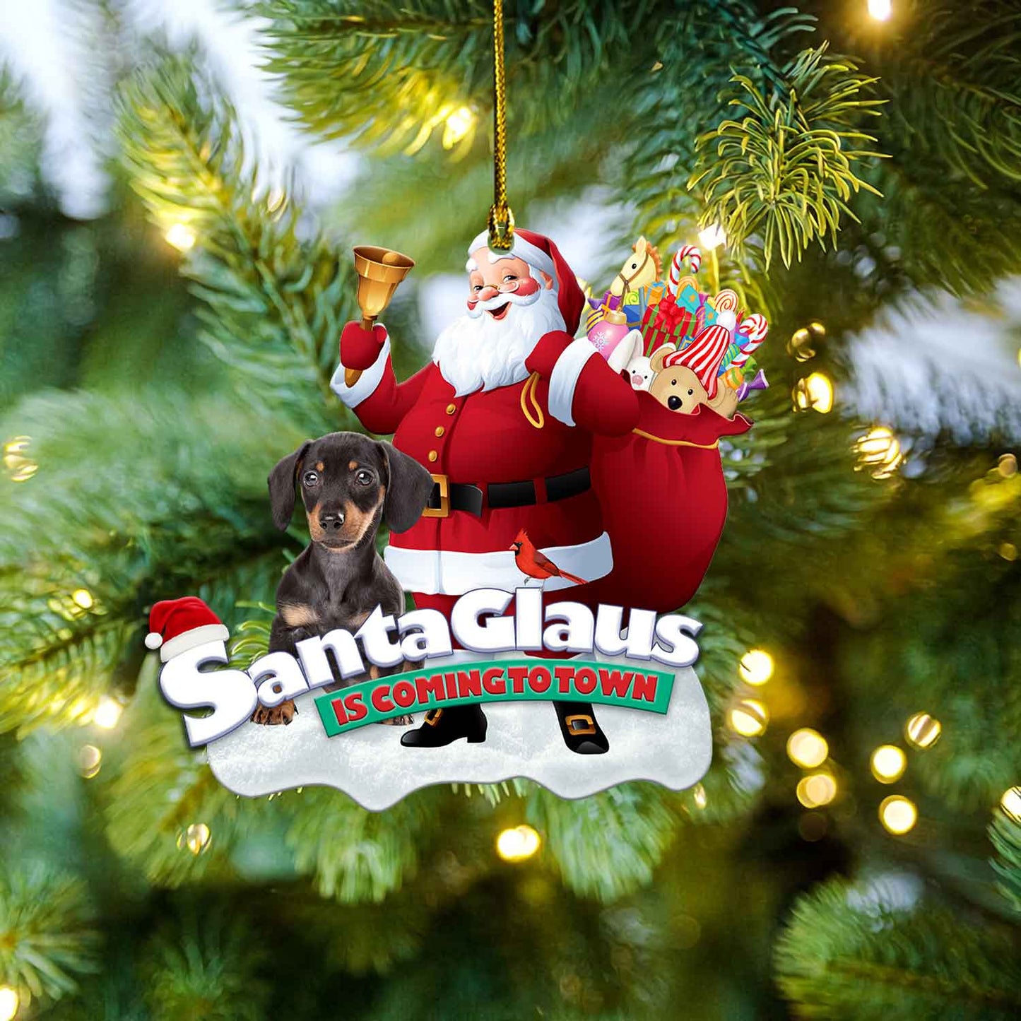 Petthouse | Dachshund Santa Claus Merry Christmas Ornament Santa Claus Is Coming To Town Ornament Xmas Gift