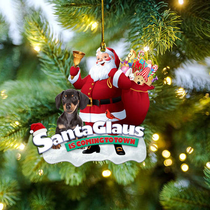 Petthouse | Dachshund Santa Claus Merry Christmas Ornament Santa Claus Is Coming To Town Ornament Xmas Gift