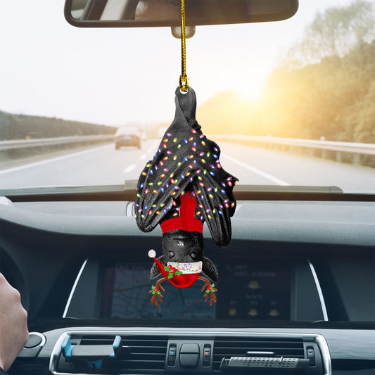 Petthouse | Bat Sleeping Christmas Car Ornament, Bat Wear Santa Hat Home Decor, Christmas Gift