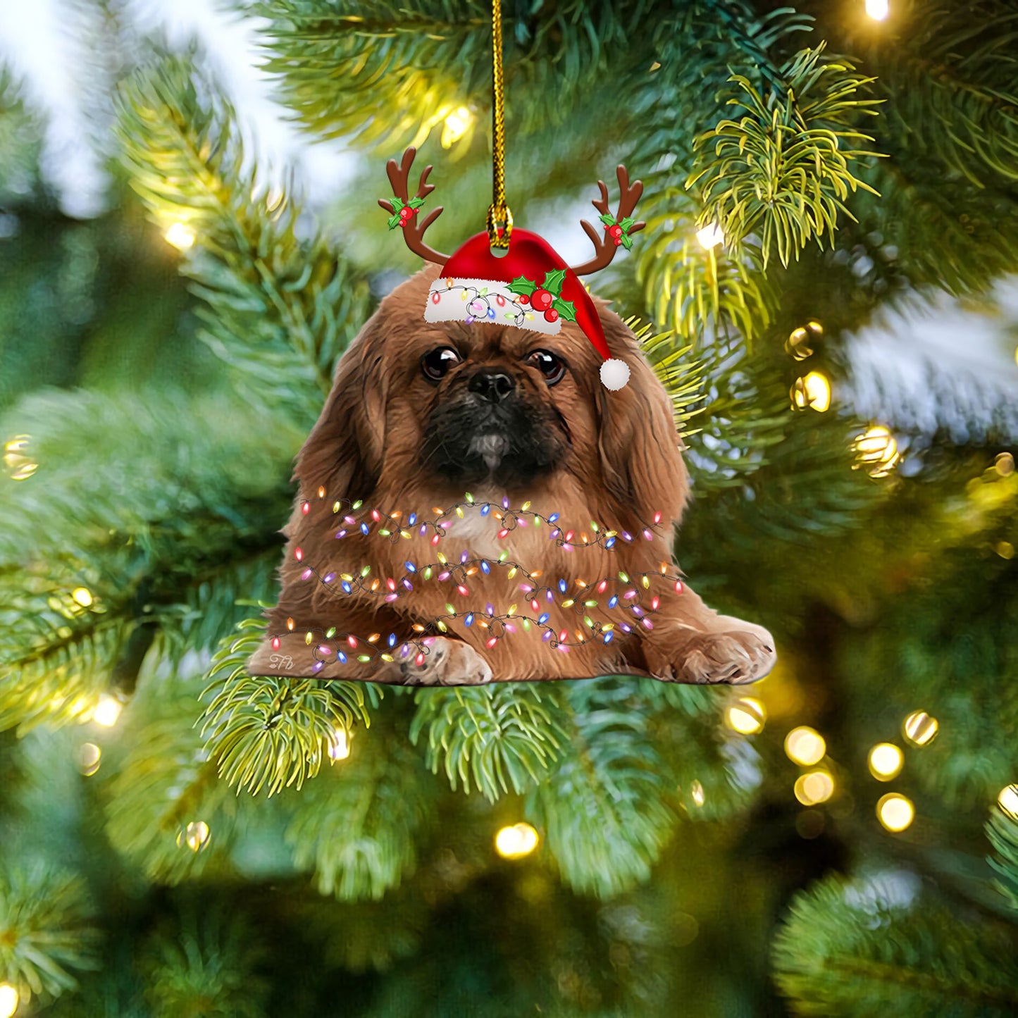 Petthouse | Pekingese Car Ornament Pekingese Santa Dog Merry Christmas Xmas Gift Xmas Ornament