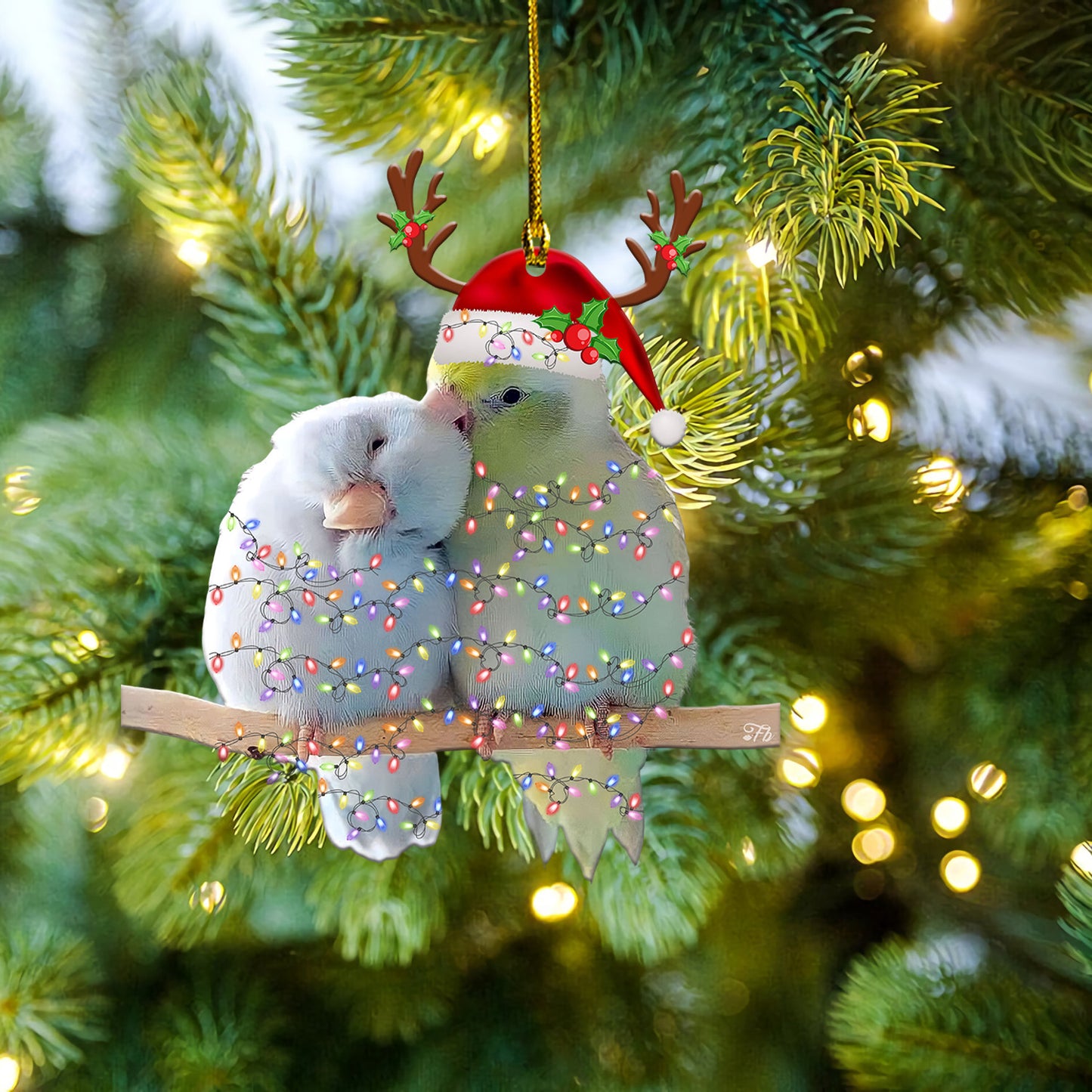 Petthouse | Couple Parrot Car Ornament Cute Parrot Couple Ornament Christmas Ornament Xmas Gift